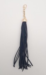 Angel Çanta Aksesuar Süet Nubuk Deri Kovanlı Uzun Püskül Siyah Renk Light Gold Metalli - Angel Çanta Aksesuar