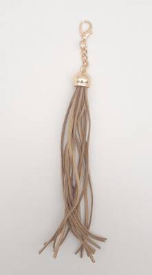 Angel Çanta Aksesuar Süet Nubuk Deri Kovanlı Uzun Püskül Vizon Renk Light Gold Metalli - 1