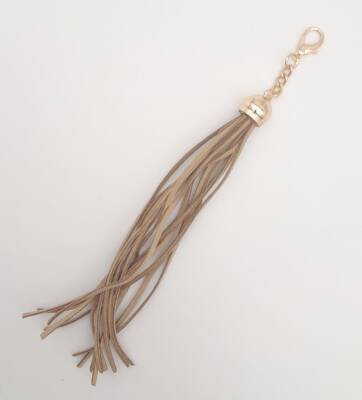 Angel Çanta Aksesuar Süet Nubuk Deri Kovanlı Uzun Püskül Vizon Renk Light Gold Metalli - 2