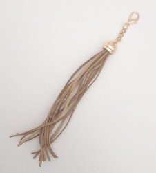 Angel Çanta Aksesuar Süet Nubuk Deri Kovanlı Uzun Püskül Vizon Renk Light Gold Metalli - 2