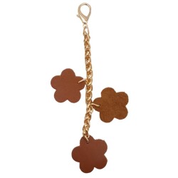 Angel Çanta Aksesuar Suni Deri Çiçek Süs Püskül Sarkaç Süs Taba Renk Light Gold Zincirli - 2