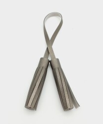 Angel Çanta Aksesuar Suni Deri Parlak Gri İkili Düz Püskül - Angel Çanta Aksesuar