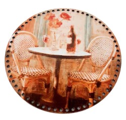 Angel Çanta Aksesuar 30 Cm Çapında Resimli Ahşap Tepsi Tabanı Yeni Ny11 - Angel Çanta Aksesuar