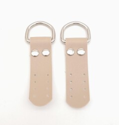 Angel Çanta Aksesuar Bej Tek Kat Suni Deri Sapucu Böce Gümüş Metalli - Angel Çanta Aksesuar