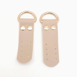 Angel Çanta Aksesuar Bej Tek Kat Suni Deri Sapucu Böce Light Gold Metalli - Angel Çanta Aksesuar