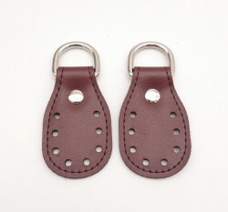 Angel Çanta Aksesuar Bordo Çift Kat Dikişli Suni Deri Sapucu Böce Gümüş Metalli - Angel Çanta Aksesuar