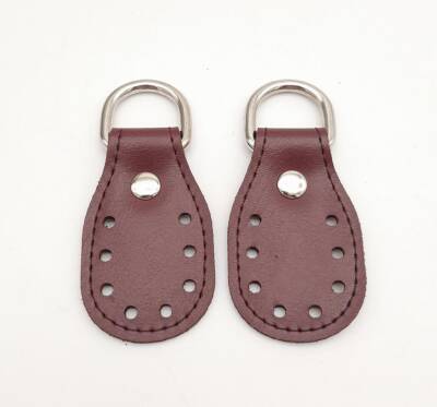 Angel Çanta Aksesuar Bordo Çift Kat Dikişli Suni Deri Sapucu Böce Gümüş Metalli - 1