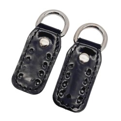 Angel Çanta Aksesuar Çift Kat Dikişli Rugan Deri Siyah Renk Sapucu Böce Gümüş Metalli - 2