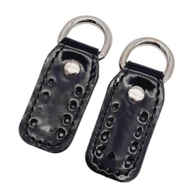 Angel Çanta Aksesuar Çift Kat Dikişli Rugan Deri Siyah Renk Sapucu Böce Gümüş Metalli - 2