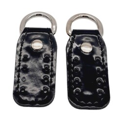 Angel Çanta Aksesuar Çift Kat Dikişli Rugan Deri Siyah Renk Sapucu Böce Gümüş Metalli - 3