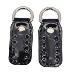 Angel Çanta Aksesuar Çift Kat Dikişli Rugan Deri Siyah Renk Sapucu Böce Gümüş Metalli - 4