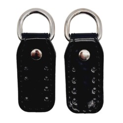 Angel Çanta Aksesuar Çift Kat Dikişli Rugan Deri Siyah Renk Sapucu Böce Gümüş Metalli - Angel Çanta Aksesuar