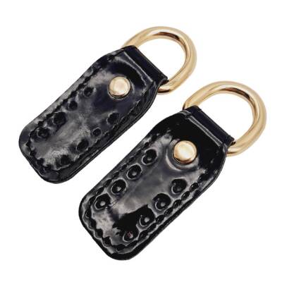 Angel Çanta Aksesuar Çift Kat Dikişli Rugan Deri Siyah Renk Sapucu Böce Light Gold Metalli - 3