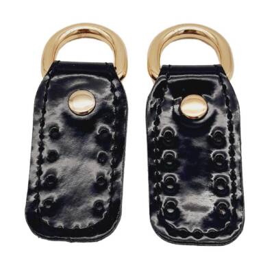 Angel Çanta Aksesuar Çift Kat Dikişli Rugan Deri Siyah Renk Sapucu Böce Light Gold Metalli - 4