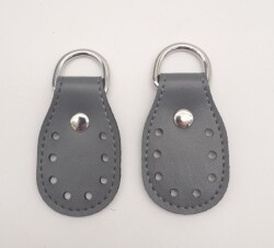 Angel Çanta Aksesuar Gri Çift Kat Dikişli Suni Deri Sapucu Böce Gümüş Metalli - Angel Çanta Aksesuar