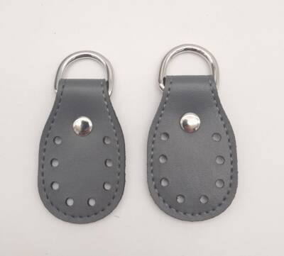 Angel Çanta Aksesuar Gri Çift Kat Dikişli Suni Deri Sapucu Böce Gümüş Metalli - 1