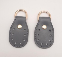 Angel Çanta Aksesuar Gri Çift Kat Dikişli Suni Deri Sapucu Böce Light Gold Metalli - Angel Çanta Aksesuar