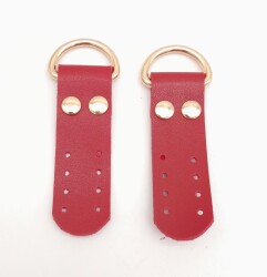 Angel Çanta Aksesuar Kırmızı Tek Kat Suni Deri Sapucu Böce Light Gold Metalli - Angel Çanta Aksesuar