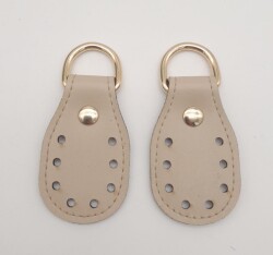 Angel Çanta Aksesuar Koyu Krem Çift Kat Dikişli Suni Deri Sapucu Böce Light Gold Metalli - Angel Çanta Aksesuar