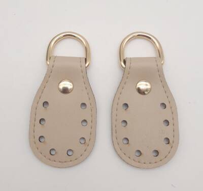 Angel Çanta Aksesuar Koyu Krem Çift Kat Dikişli Suni Deri Sapucu Böce Light Gold Metalli - 1