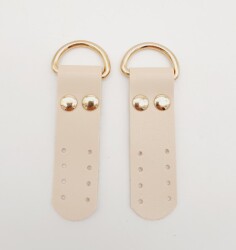 Angel Çanta Aksesuar Krem Tek Kat Suni Deri Sapucu Böce Light Gold Metalli - Angel Çanta Aksesuar