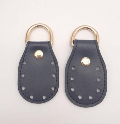 Angel Çanta Aksesuar Lacivert Çift Kat Dikişli Suni Deri Sapucu Böce Light Gold Metalli - 1