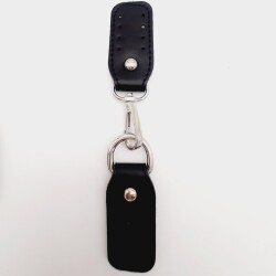 Angel Çanta Aksesuar Suni Deri Siyah Çift Kat Dikişli Kancalı Kilitli Böce Gümüş Metalli - Angel Çanta Aksesuar