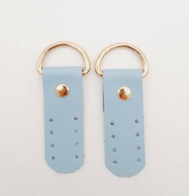 Angel Çanta Aksesuar Tek Kat Suni Deri Sapucu Böce Bebe Mavi Renk Light Gold Metalli - 1