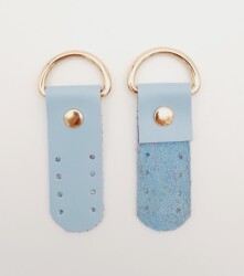 Angel Çanta Aksesuar Tek Kat Suni Deri Sapucu Böce Bebe Mavi Renk Light Gold Metalli - 2