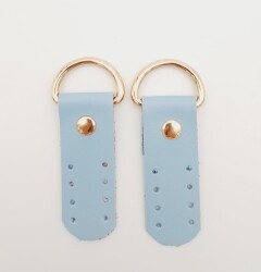 Angel Çanta Aksesuar Tek Kat Suni Deri Sapucu Böce Bebe Mavi Renk Light Gold Metalli - Angel Çanta Aksesuar