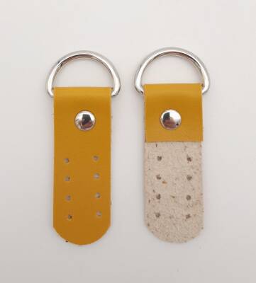 Angel Çanta Aksesuar Tek Kat Suni Deri Sapucu Böce Hardal Renk Gümüş Metalli - 2