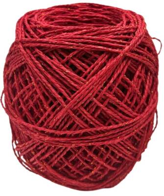 Angel Çanta Aksesuar 100 Gr Sarılmış Kağıt İp Kırmızı Simli - 1