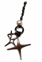 Angel Çanta Aksesuar Füme Renk Sarkaç Süs İncili 3 Metalli - Angel Çanta Aksesuar