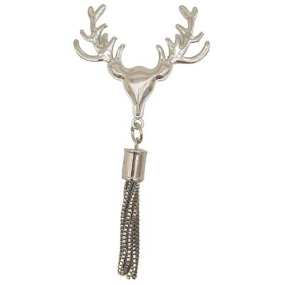 Angel Çanta Aksesuar Gümüş Renk Püsküllü Geyik Model Çanta Süsü - 3