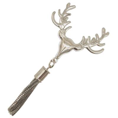 Angel Çanta Aksesuar Gümüş Renk Püsküllü Geyik Model Çanta Süsü - 2