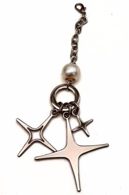 Angel Çanta Aksesuar Gümüş Renk Sarkaç Süs İncili 3 Metalli - 1