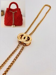 Angel Çanta Aksesuar İncili Zincir Çanta Büzgüsü Light Gold Renk - Angel Çanta Aksesuar