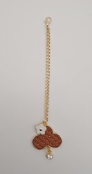 Angel Çanta Aksesuar Light Gold Çiçekli Bulut Model Sarkaç Süs Taba Renk - Angel Çanta Aksesuar