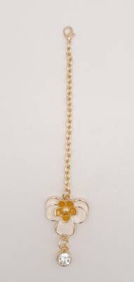 Angel Çanta Aksesuar Light Gold Hardal Renk Çiçekli Sarkaç Süs - 1