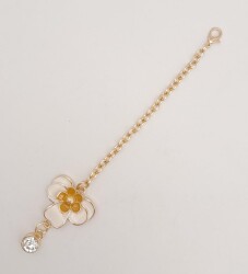 Angel Çanta Aksesuar Light Gold Hardal Renk Çiçekli Sarkaç Süs - 2