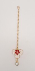 Angel Çanta Aksesuar Light Gold Kırmızı Renk Çiçekli Sarkaç Süs - Angel Çanta Aksesuar