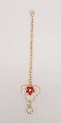 Angel Çanta Aksesuar Light Gold Kırmızı Renk Çiçekli Sarkaç Süs - 1