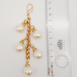 Angel Çanta Aksesuar Light Gold Renk 16 mm İncili Süs - 3