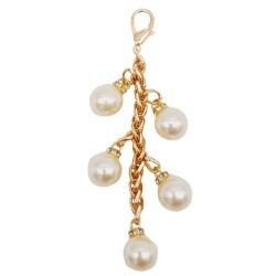 Angel Çanta Aksesuar Light Gold Renk 16 mm İncili Süs - Angel Çanta Aksesuar