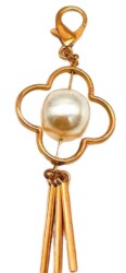 Angel Çanta Aksesuar Light Gold Renk Çanta Süsü (Yonca İnci Boncuklu) - Angel Çanta Aksesuar