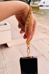 Angel Çanta Aksesuar Light Gold Renk Çift Halkalı Telefon Bilek Askısı, Telefon Zinciri, Telefon Askısı, Tüm Telefon Kılıfları İçin Uygundur - 2