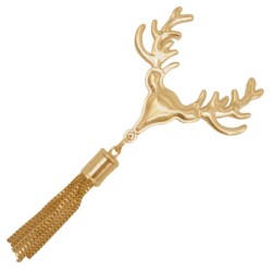 Angel Çanta Aksesuar Light Gold Renk Püsküllü Geyik Model Çanta Süsü - 2