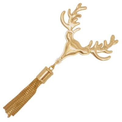 Angel Çanta Aksesuar Light Gold Renk Püsküllü Geyik Model Çanta Süsü - 2