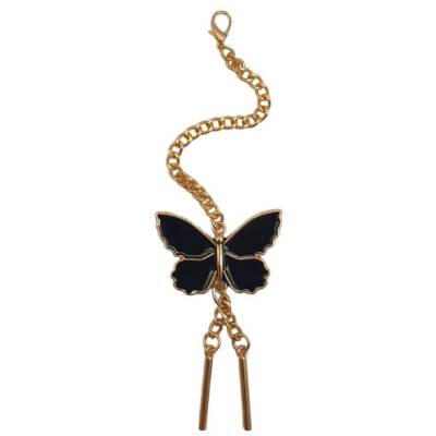 Angel Çanta Aksesuar Light Gold Renk Siyah Kelebek Çanta Süsü - 1