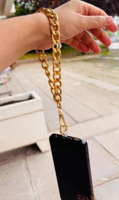 Angel Çanta Aksesuar Light Gold Renk Telefon Bilek Askısı, Telefon Zinciri, Telefon Askısı, Tüm Telefon Kılıfları İçin Uygundur - 1